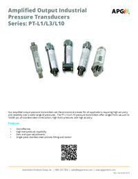 Thumbnail of document Data Sheet - PT-L1/L3/L10 Pressure Transducers W/ Amplified Output